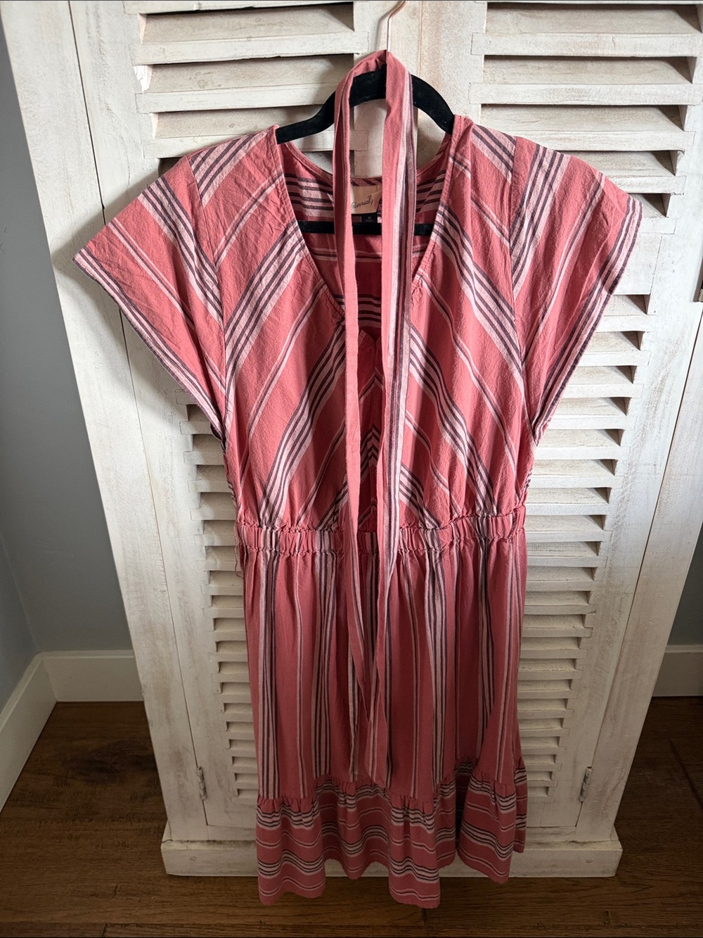 Universal Thread Pink Striped Tie-Neck Dress